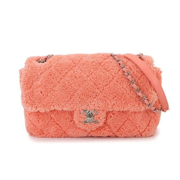 CHANEL Matelasse Chain Shoulder Bag Mix Fiber Leather Pink - Picture 1 of 11